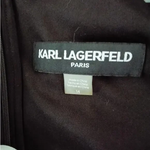 Karl Lagerfeld Paris Black/White Floral Chiffon Midi Dress, Ruffle Hem - 14 - Picture 8 of 9